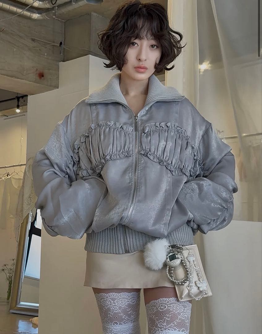 pellicule♡ribbon gather lib blouson