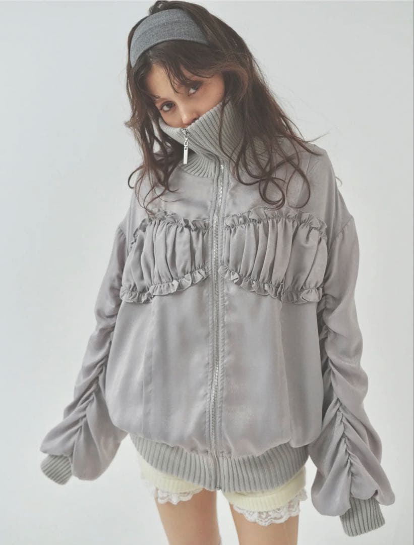 pellicule♡ribbon gather lib blouson