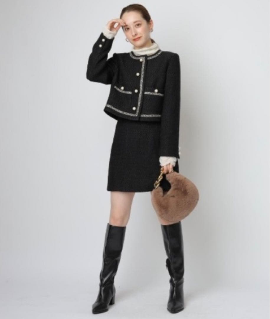 ツイードクロップドジャケット リランドチュール