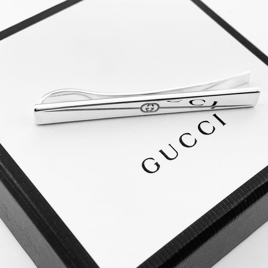 【超美品/現行】GUCCI ネクタイピン　ダイアゴナル　925 冠婚葬祭