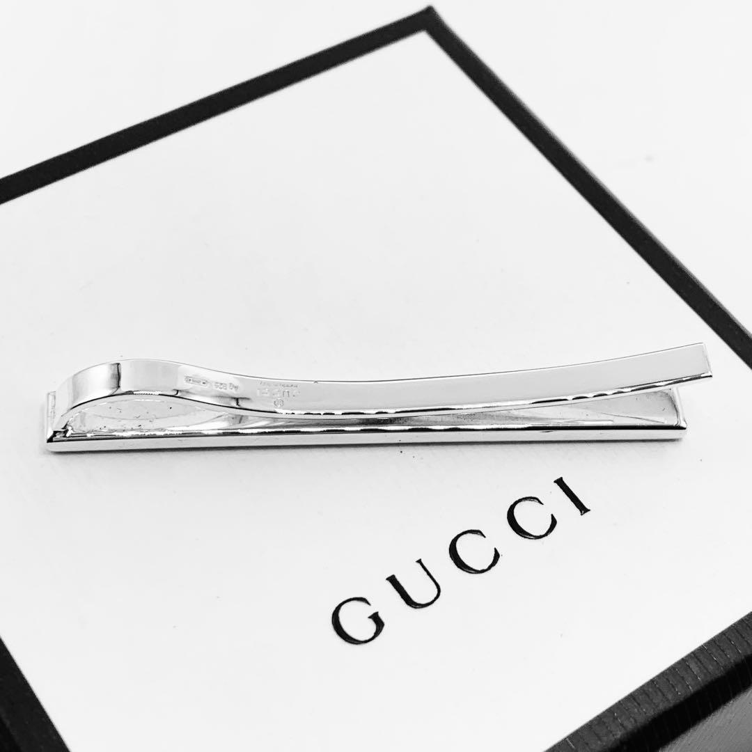 【超美品/現行】GUCCI ネクタイピン　ダイアゴナル　925 冠婚葬祭