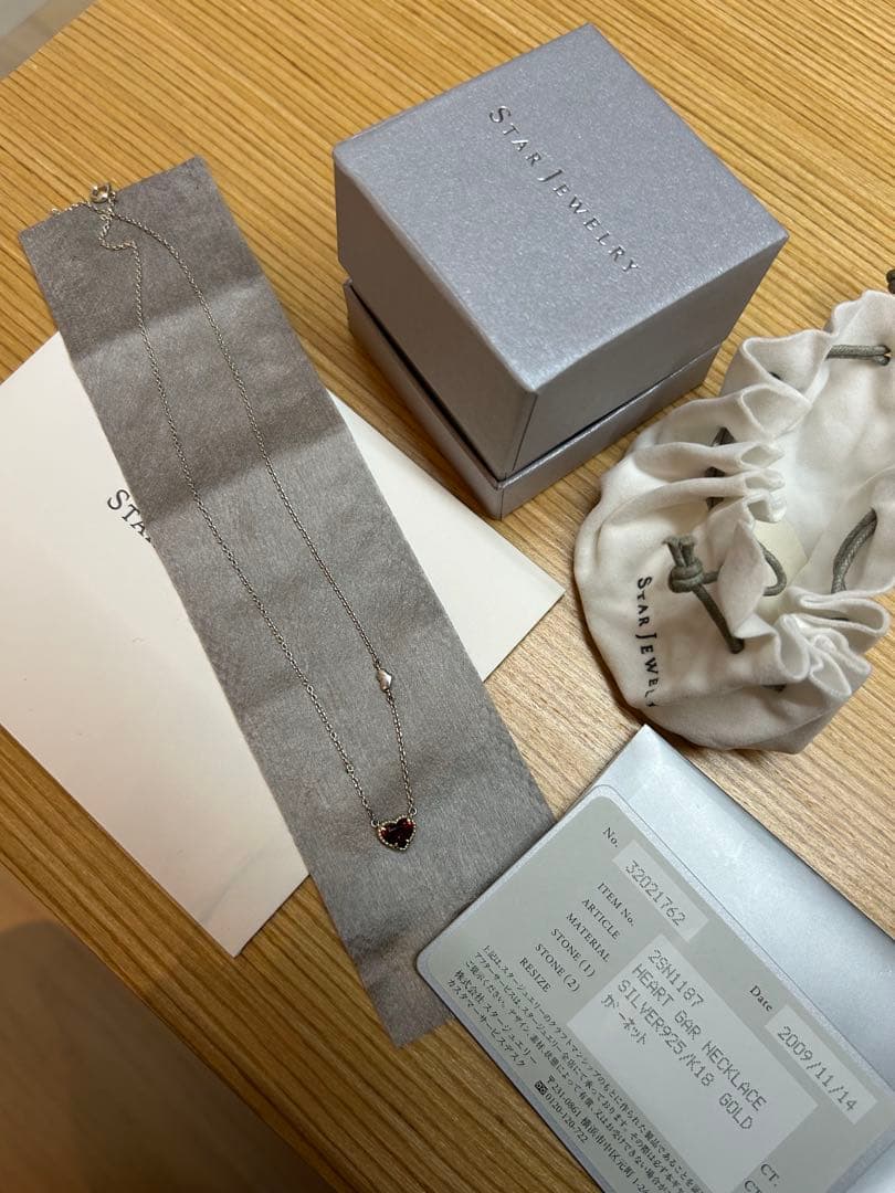 STAR JEWELRY ハートガーネットネックレス