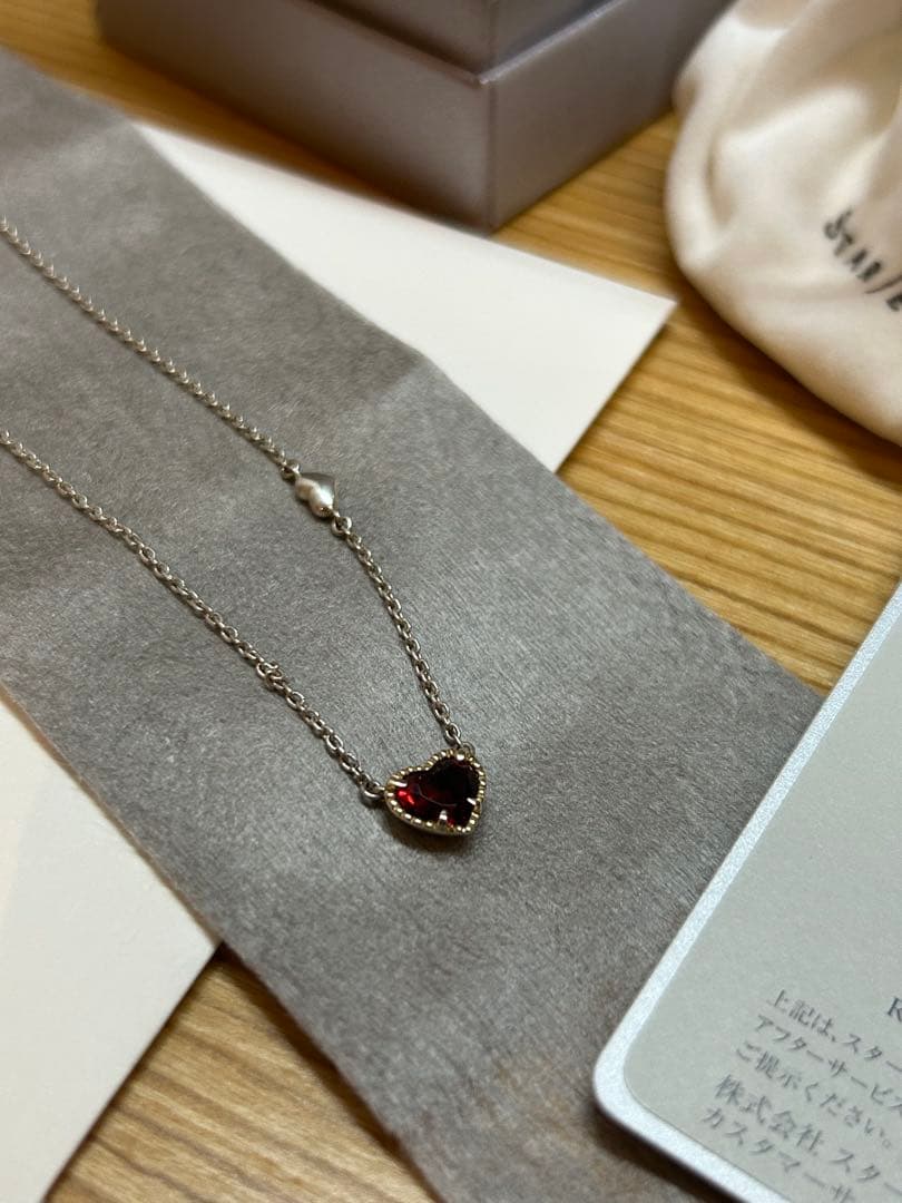 STAR JEWELRY ハートガーネットネックレス
