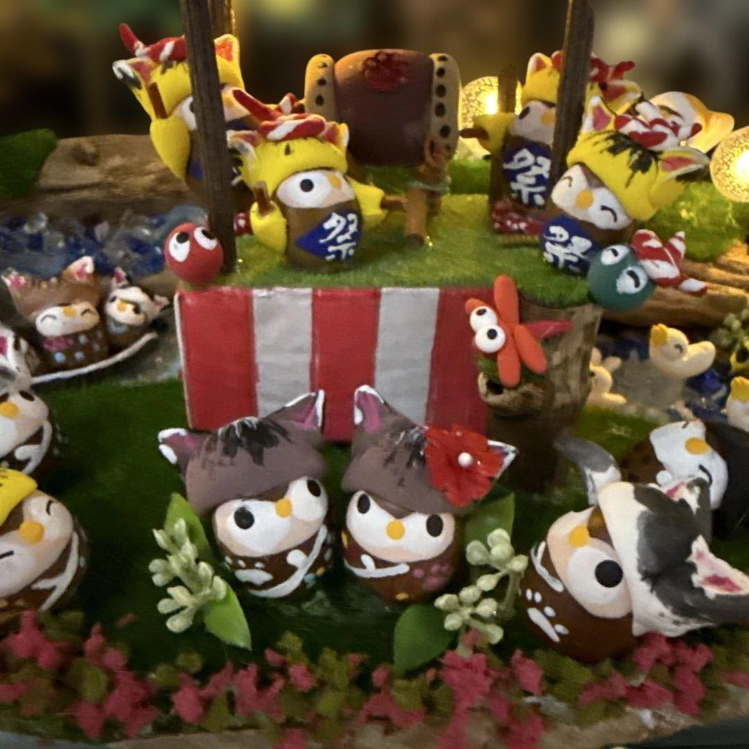 どんぐりアート♡2025年度夏　猫帽子　花火BIGオブジェ♡