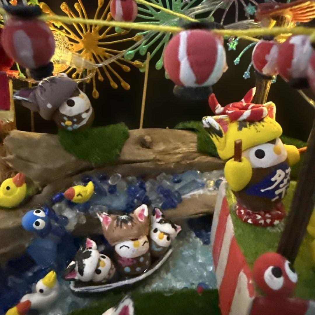 どんぐりアート♡2025年度夏　猫帽子　花火BIGオブジェ♡