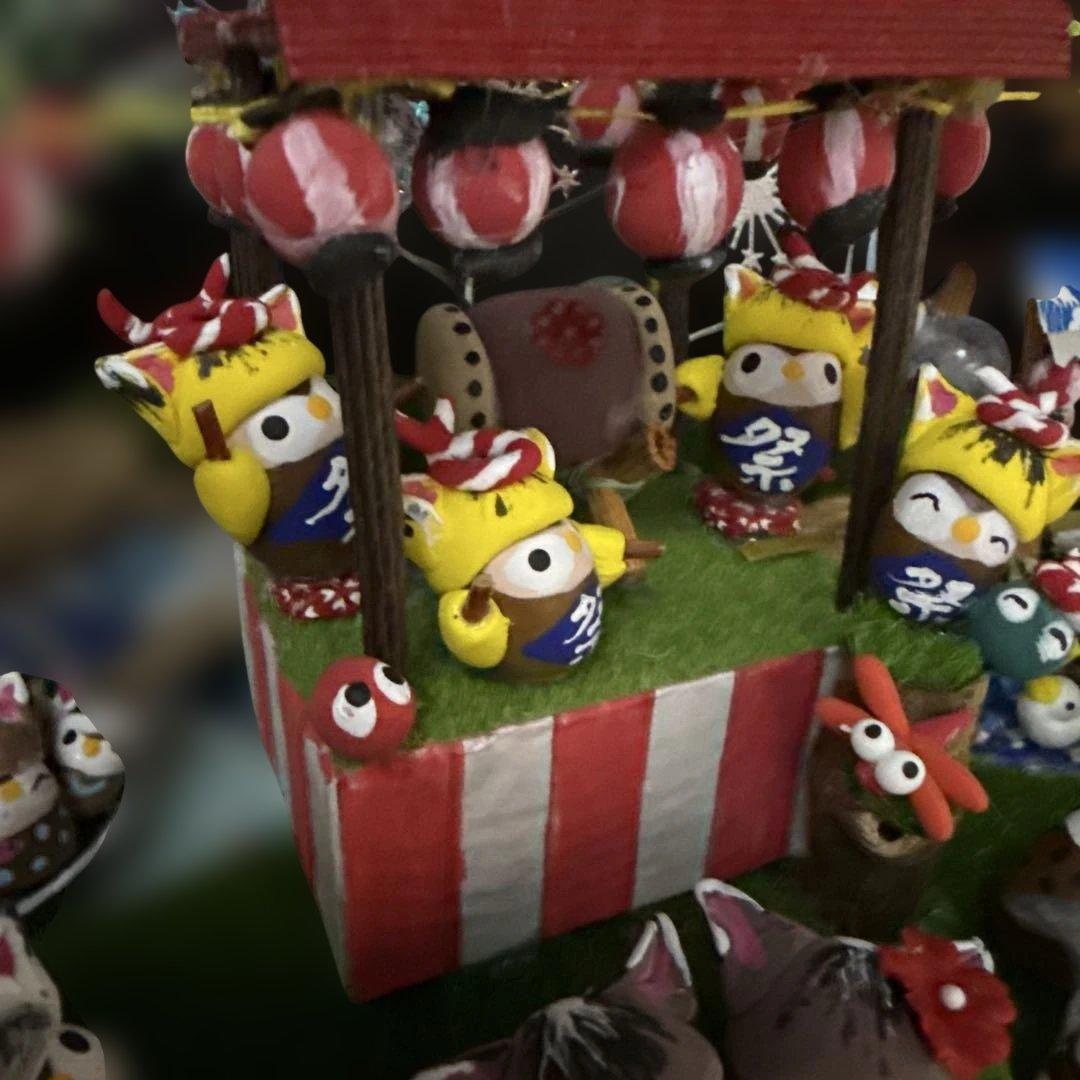 どんぐりアート♡2025年度夏　猫帽子　花火BIGオブジェ♡