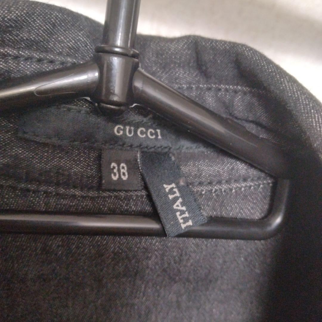 【匿名配送】GUCCI　グッチ　デニムジャケット　フレア袖　ダークグレー　38