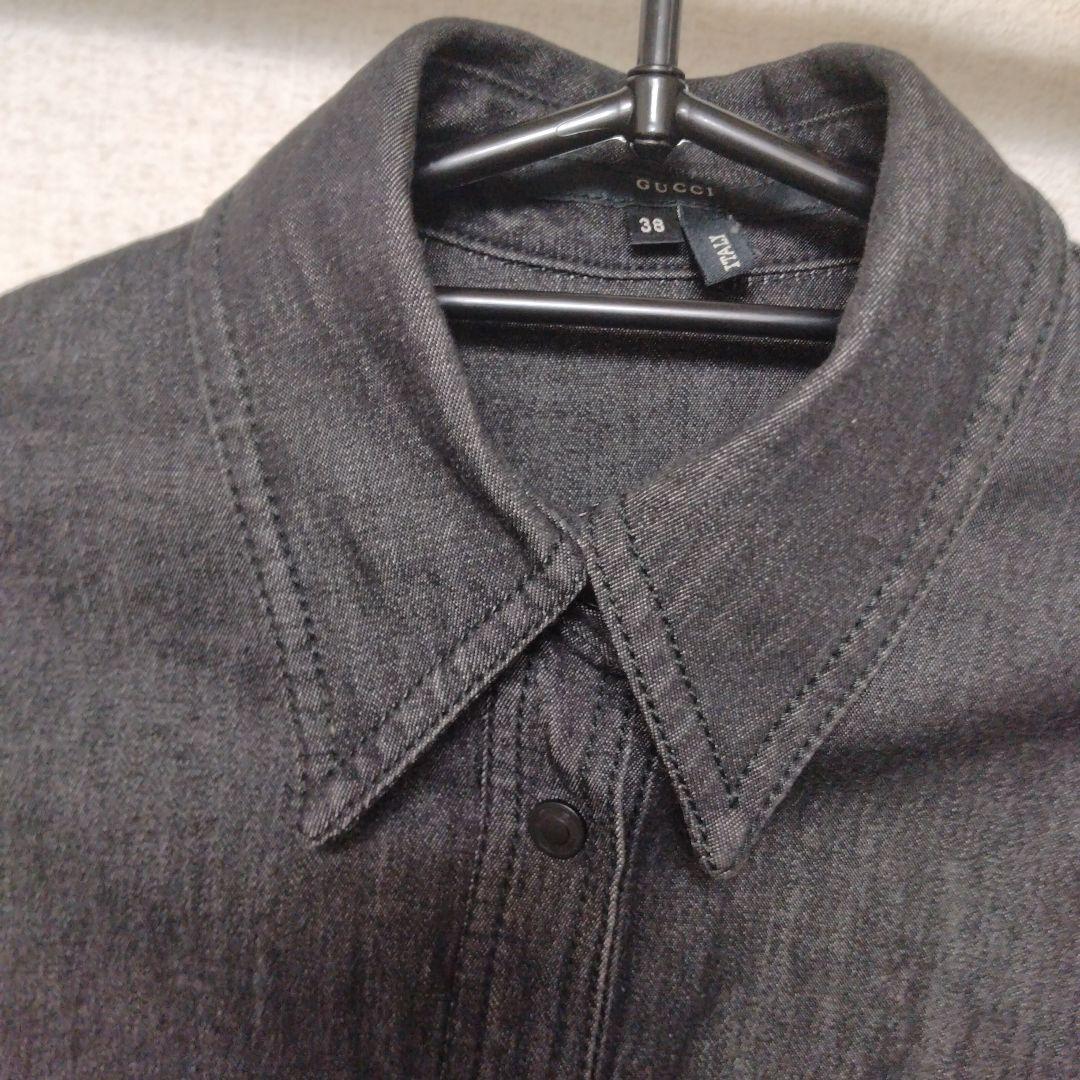【匿名配送】GUCCI　グッチ　デニムジャケット　フレア袖　ダークグレー　38