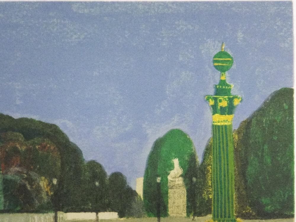 小杉小二郎　直筆サイン『巴里 コンコルド広場』リトグラフ 1996年 0720J