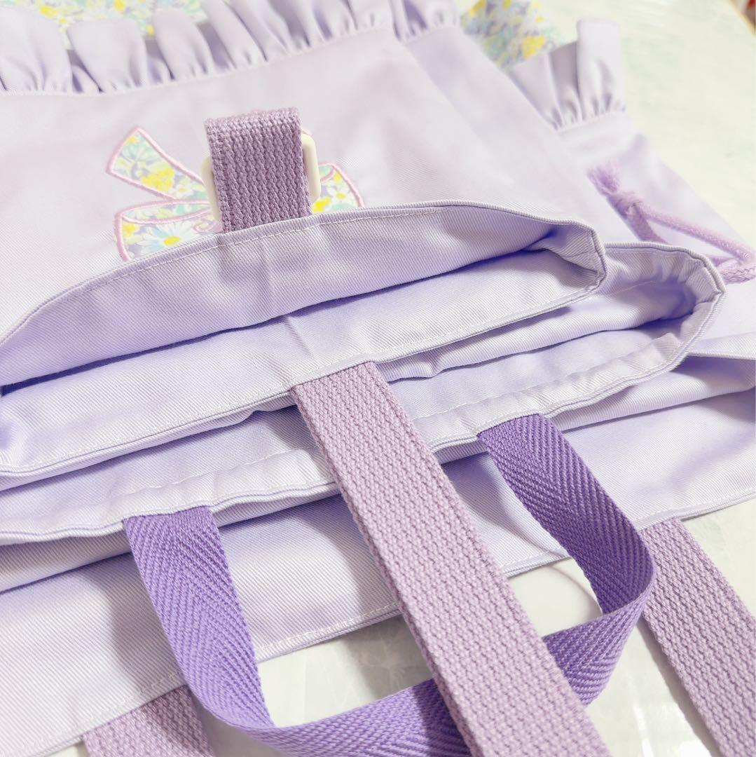 ハンドメイド　花柄　リボン　レッスンバッグ　女の子　ピンク　上履き袋　お着替え袋