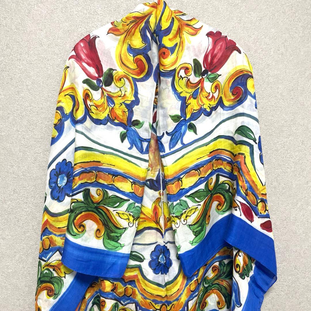 極美品■DOLCE & GABBANA ドル チェ&ガッバーナ　マヨリカ柄 大判