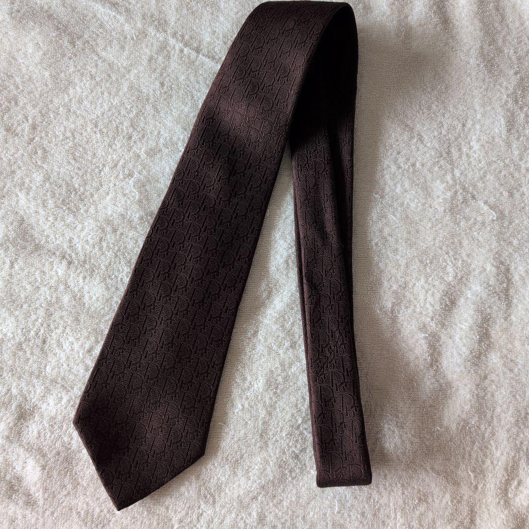 ★綺麗★　クリスチャンディオール　ネクタイ　総柄　ブラウン　ビジネス　トロッター