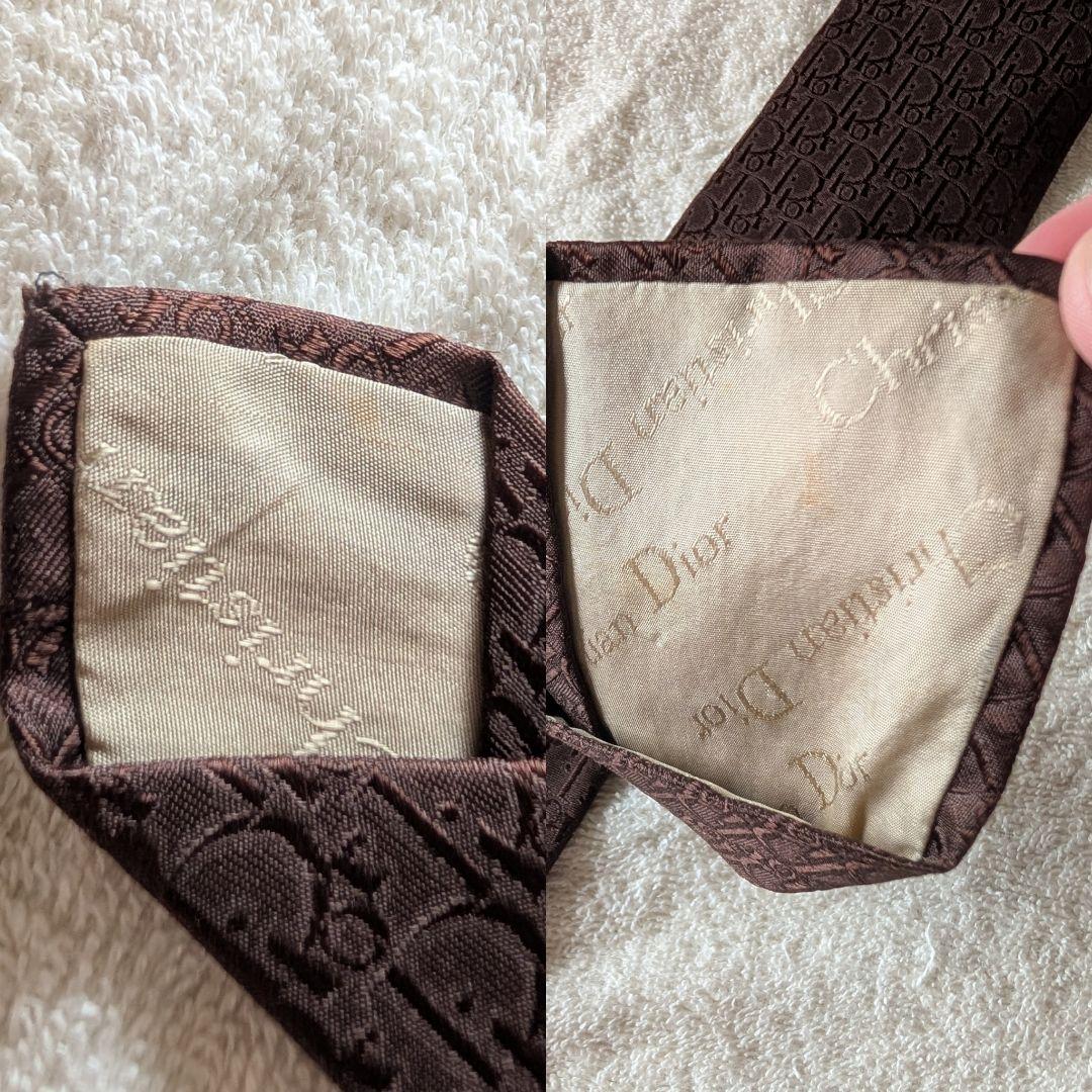 ★綺麗★　クリスチャンディオール　ネクタイ　総柄　ブラウン　ビジネス　トロッター