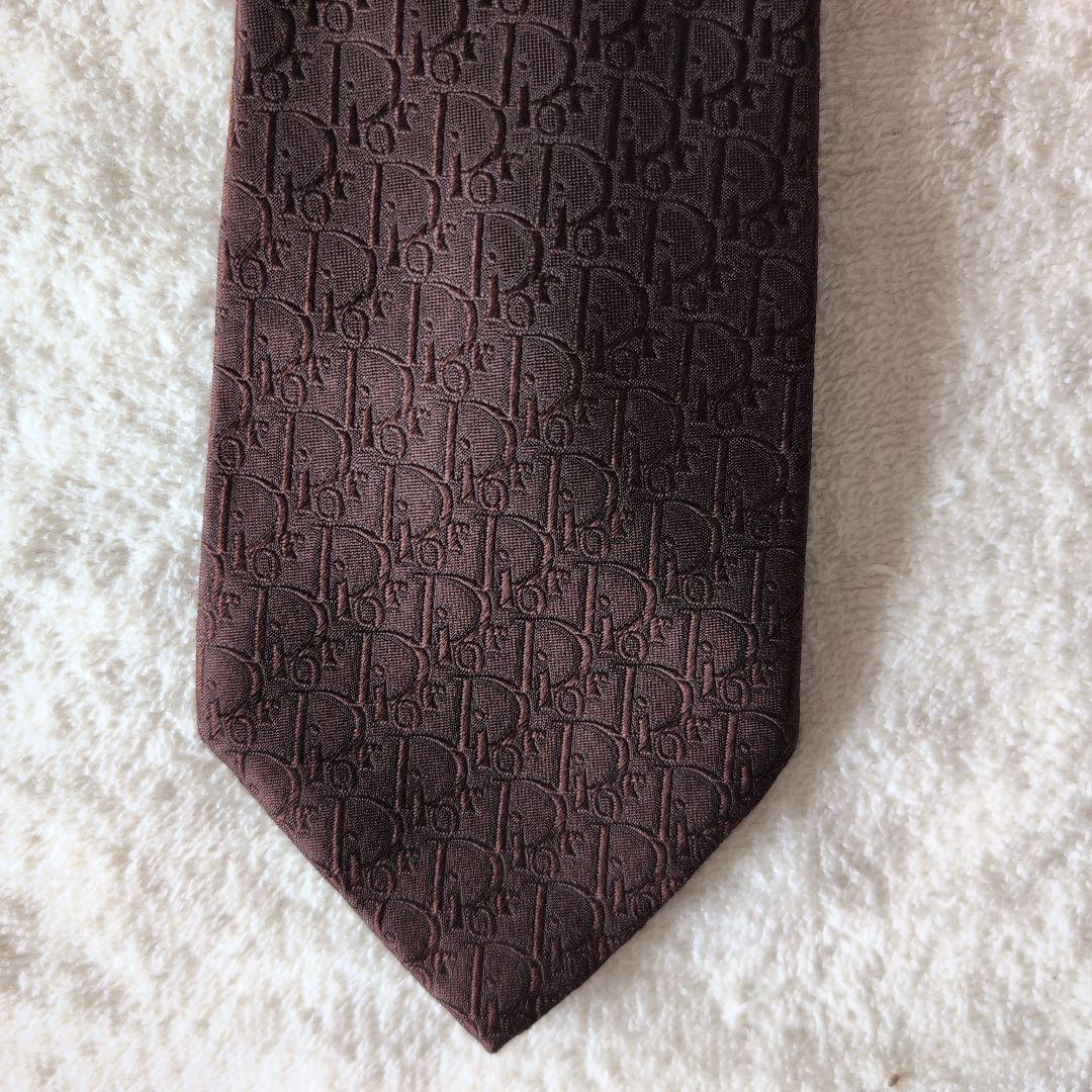 ★綺麗★　クリスチャンディオール　ネクタイ　総柄　ブラウン　ビジネス　トロッター