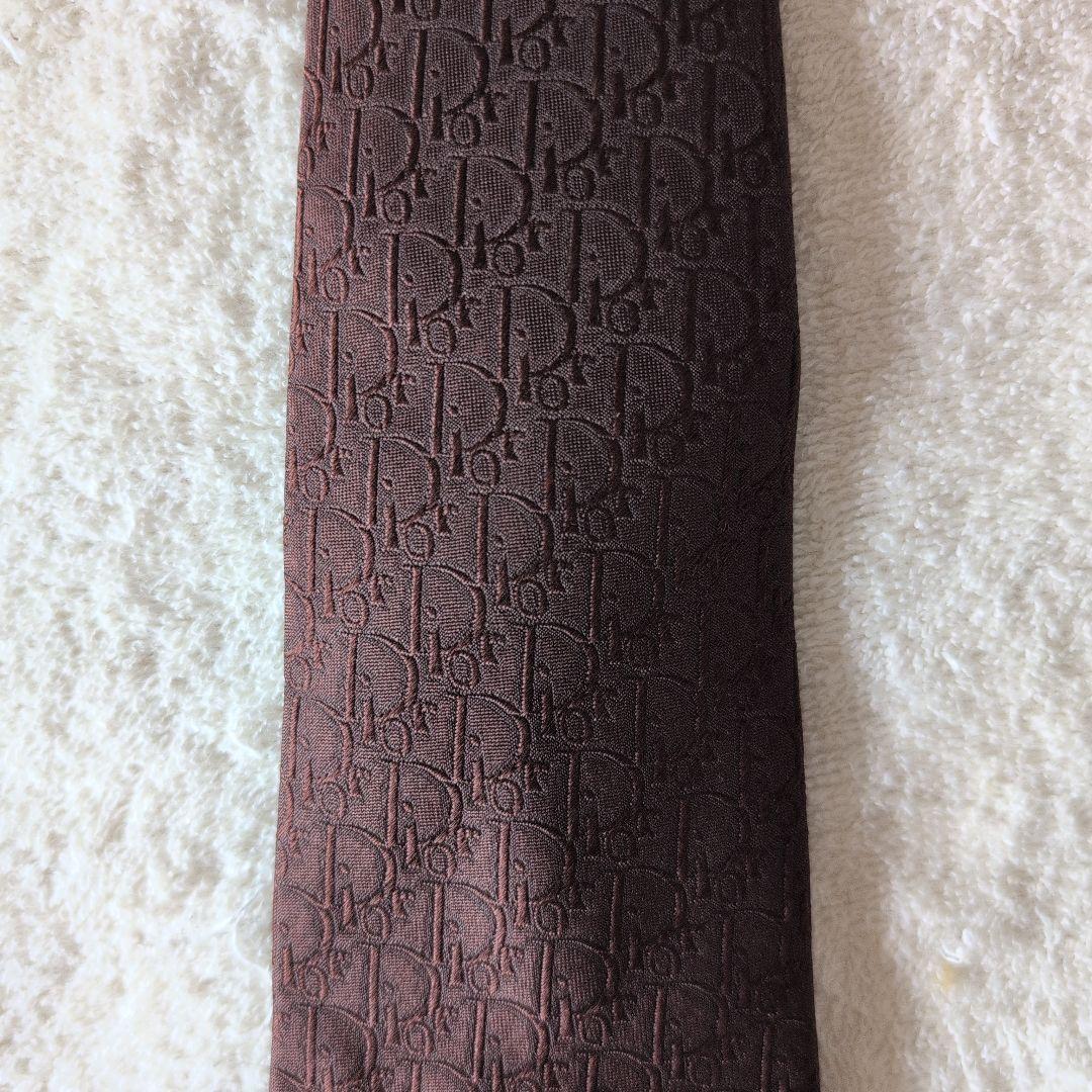 ★綺麗★　クリスチャンディオール　ネクタイ　総柄　ブラウン　ビジネス　トロッター