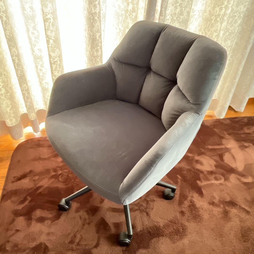 金田一様リクエスト品】ヤマソロ ベロア オフィスチェア デスクチェア ネージュ