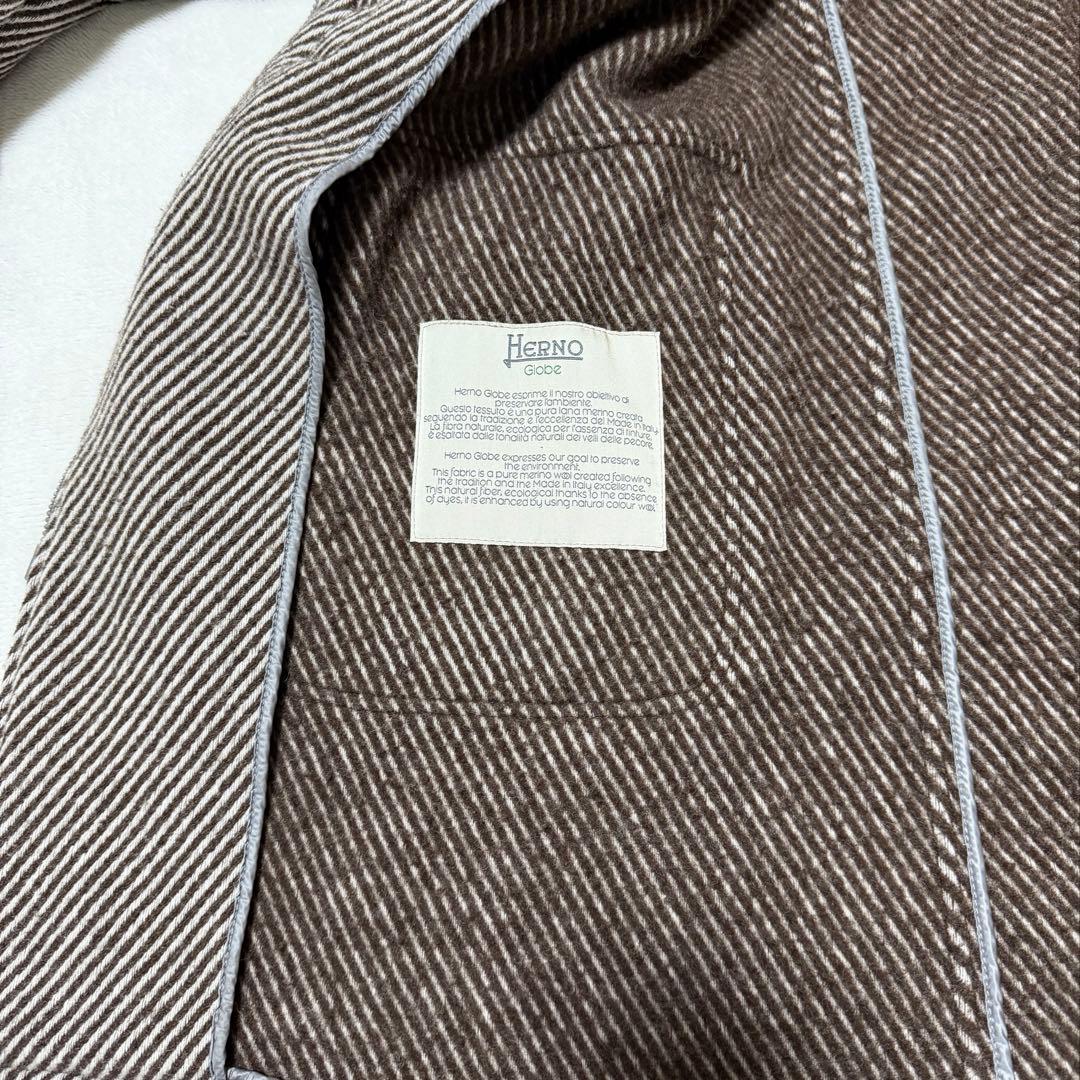 HERNO ヘルノ ストライプ ダッフルコート ブラウン ダッフル 46