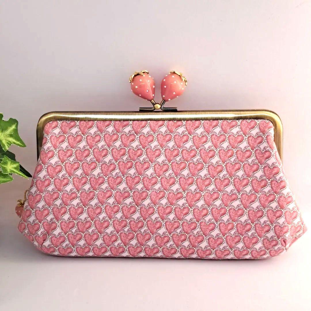 ペン&メガネケースとミニがま口、親子がま口長財布2点☆リバティ☆ハートキャノピー