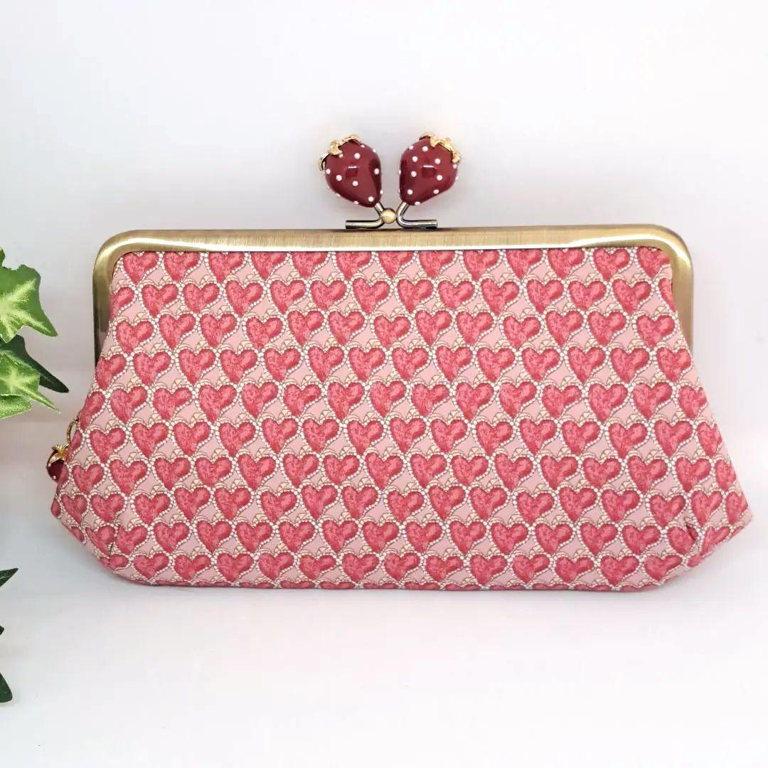 ペン&メガネケースとミニがま口、親子がま口長財布2点☆リバティ☆ハートキャノピー