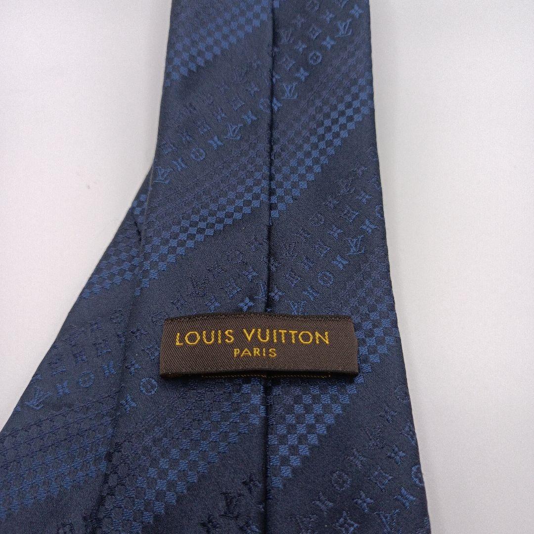 ルイヴィトン ネクタイ　モノグラム マイクロダミエ ネイビー