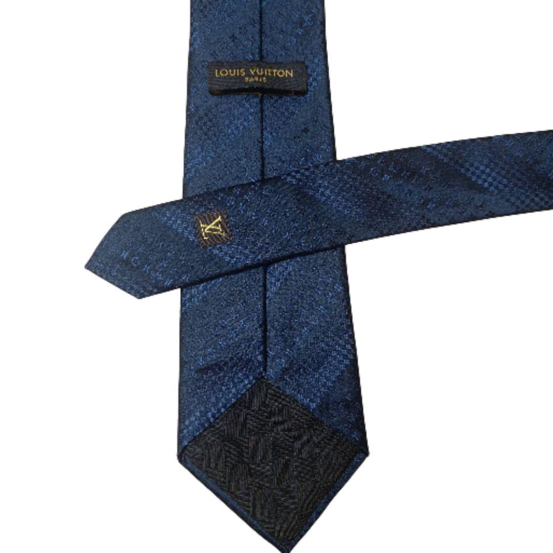 ルイヴィトン ネクタイ　モノグラム マイクロダミエ ネイビー
