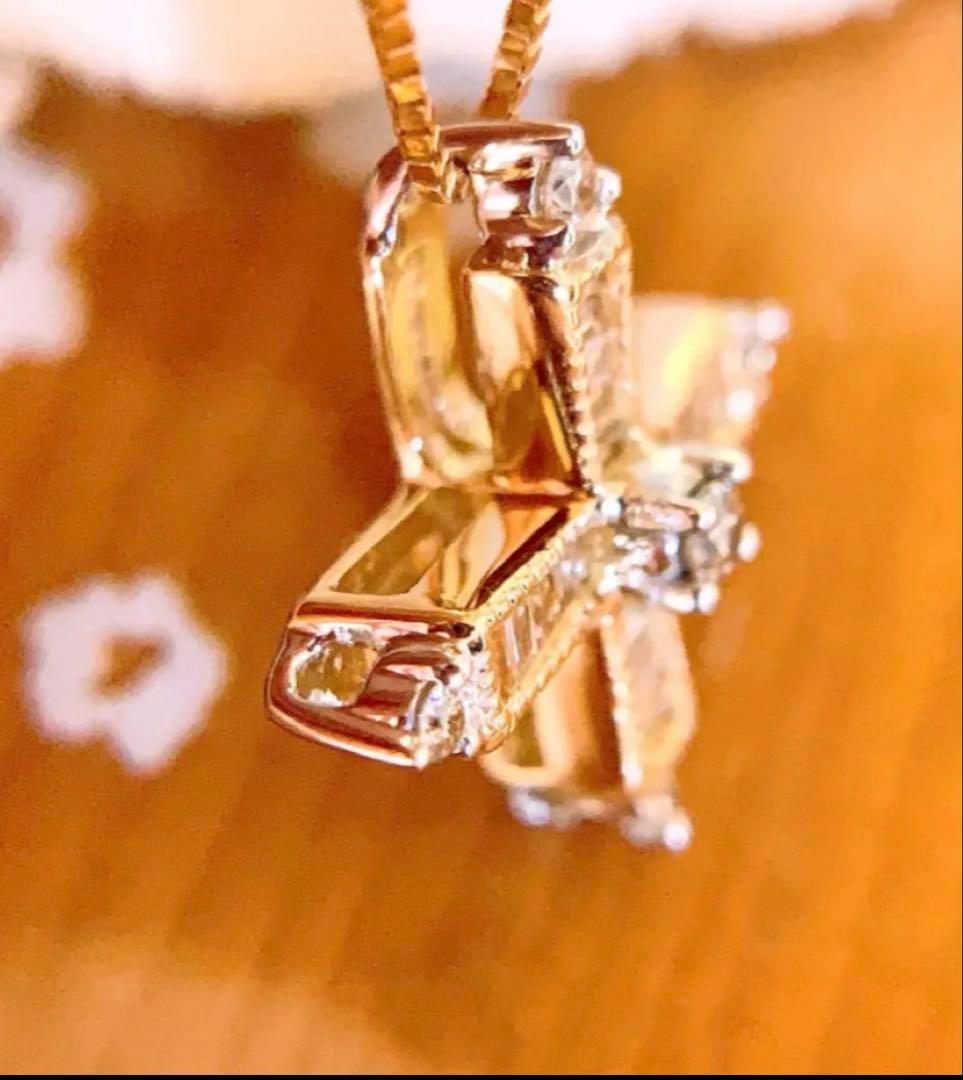D0.19CT✳︎k18YG クロスダイヤモンドネックレストップ