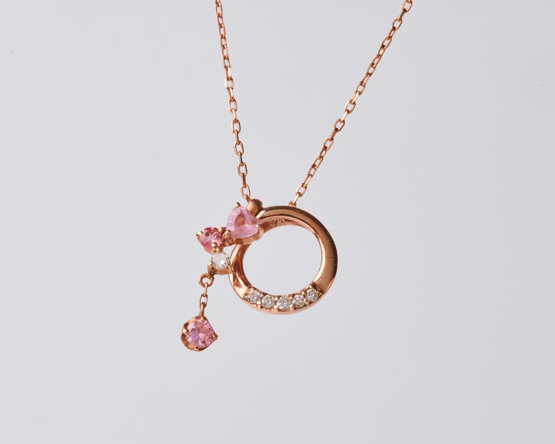 クレージュ ネックレス K10 ピンクストーン
