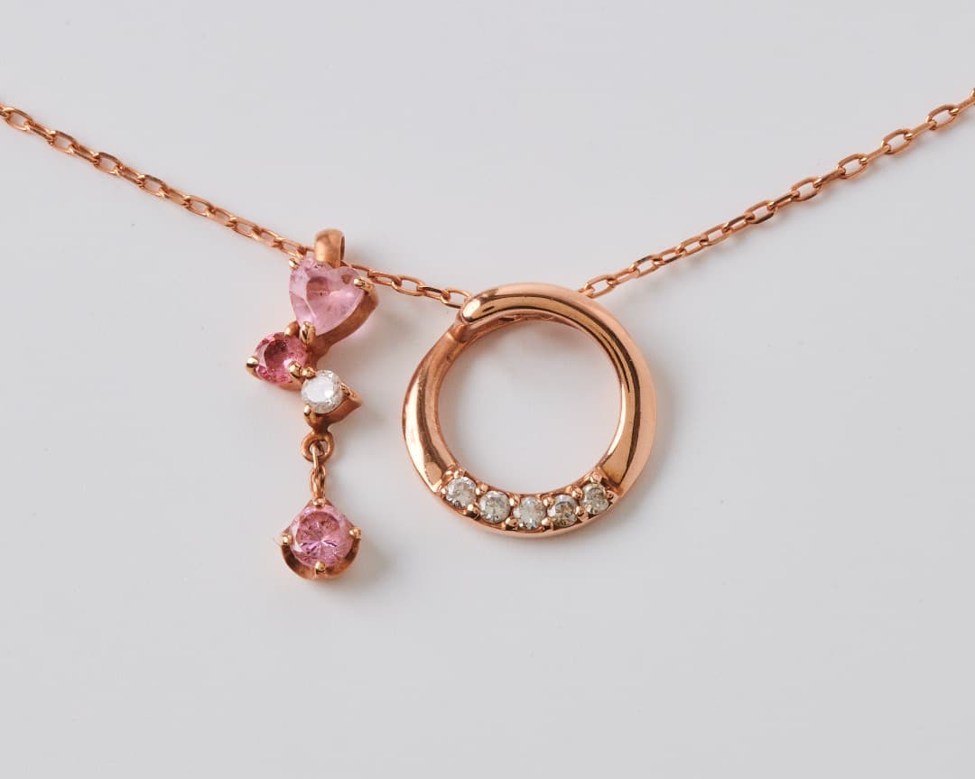 クレージュ ネックレス K10 ピンクストーン
