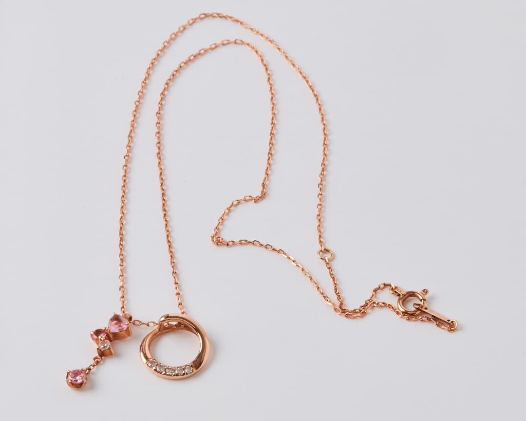 クレージュ ネックレス K10 ピンクストーン