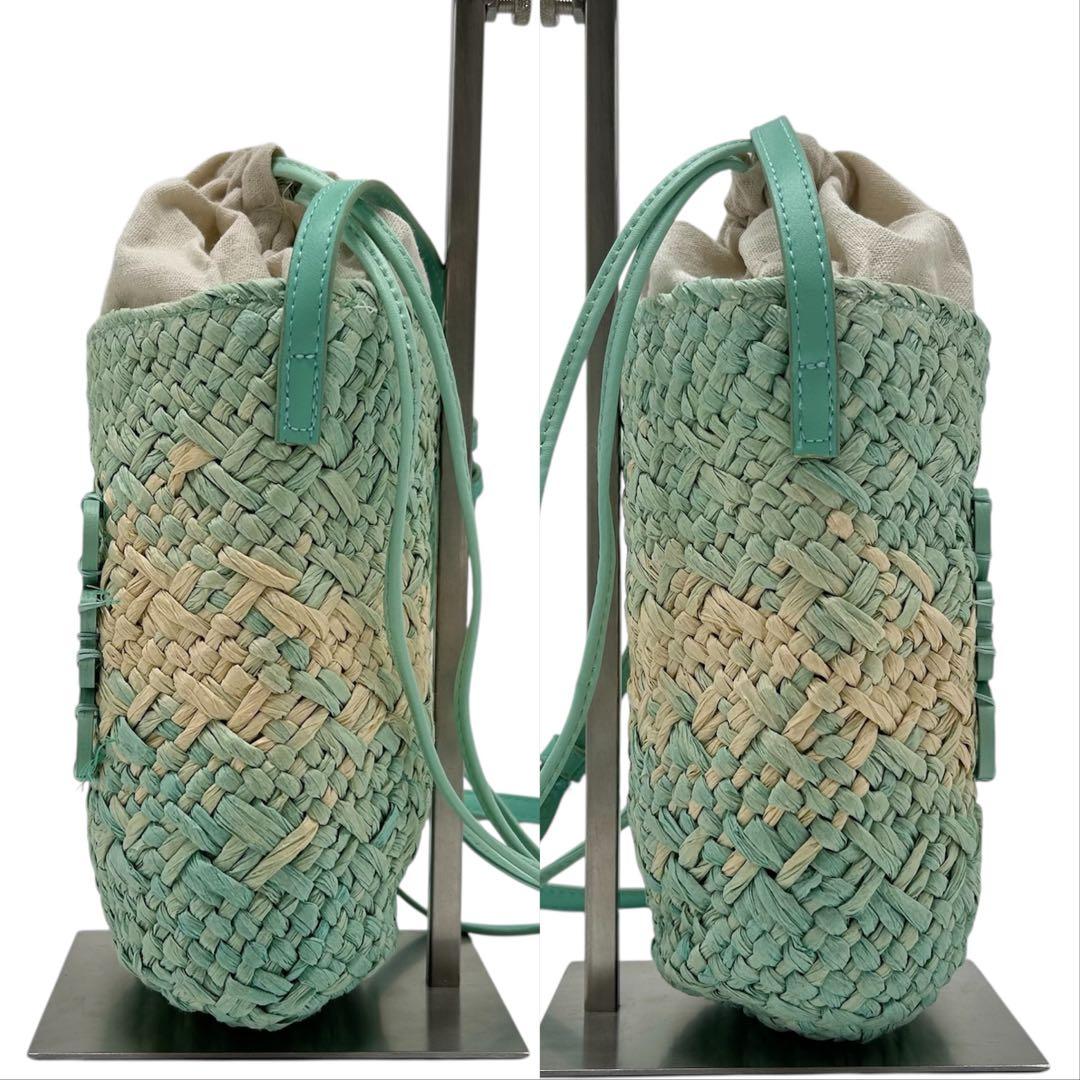 未使用級 ロエベ ラフィア ノベルティ カゴバッグ カゴ ショルダー 肩掛け