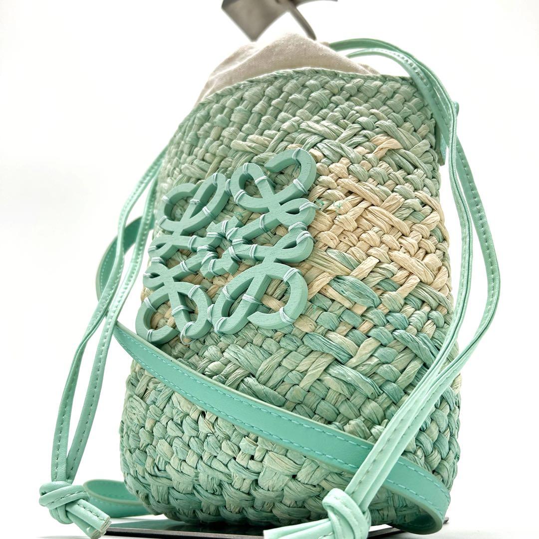 未使用級 ロエベ ラフィア ノベルティ カゴバッグ カゴ ショルダー 肩掛け
