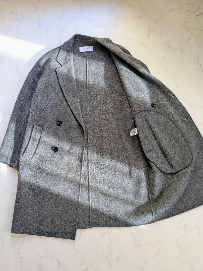 【美品】AOURE ウールリバーダブルブレストコート【手入れ〇】