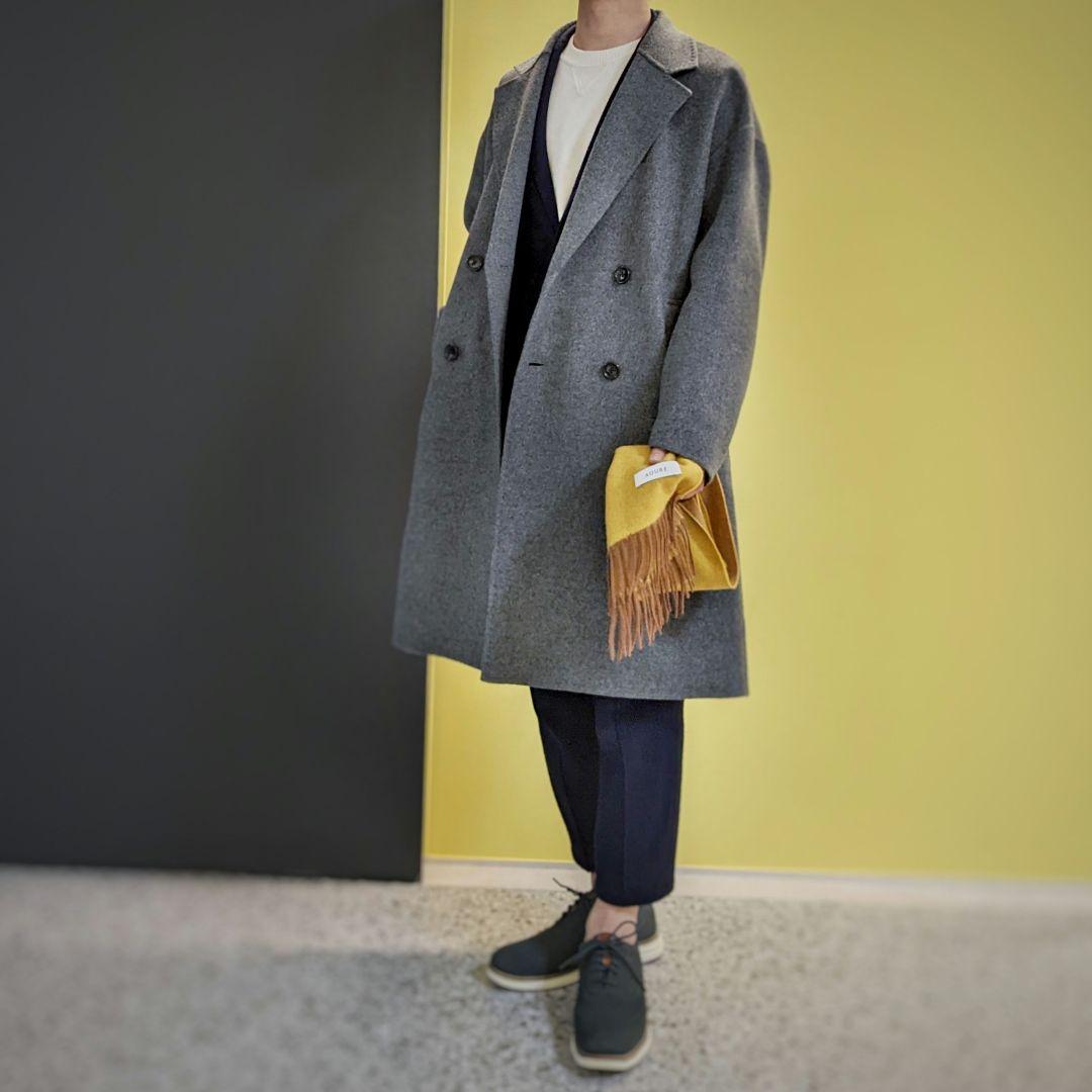 【美品】AOURE ウールリバーダブルブレストコート【手入れ〇】