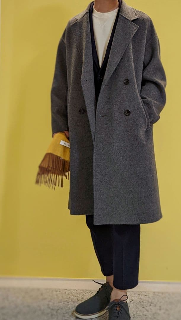 【美品】AOURE ウールリバーダブルブレストコート【手入れ〇】