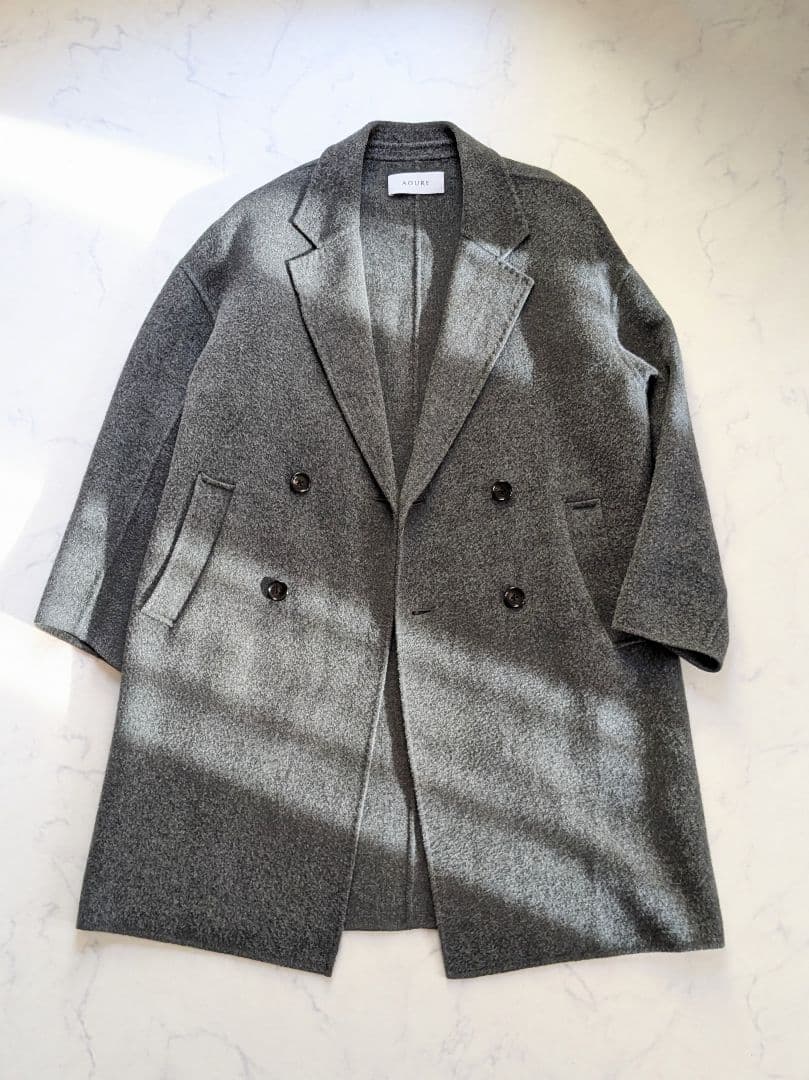 【美品】AOURE ウールリバーダブルブレストコート【手入れ〇】