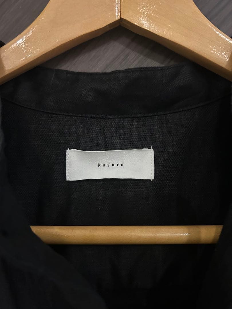 未使用　かぐれ　リネンハーフスリーブ オールインワン　Black スタンドカラー