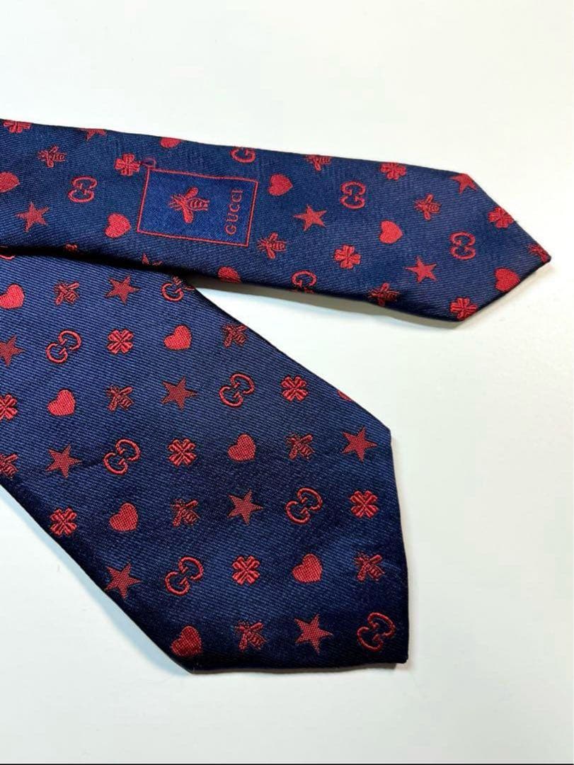 ✨良品✨GUCCI グッチ ネクタイ GG柄 星 ハート　蜂　クローバー