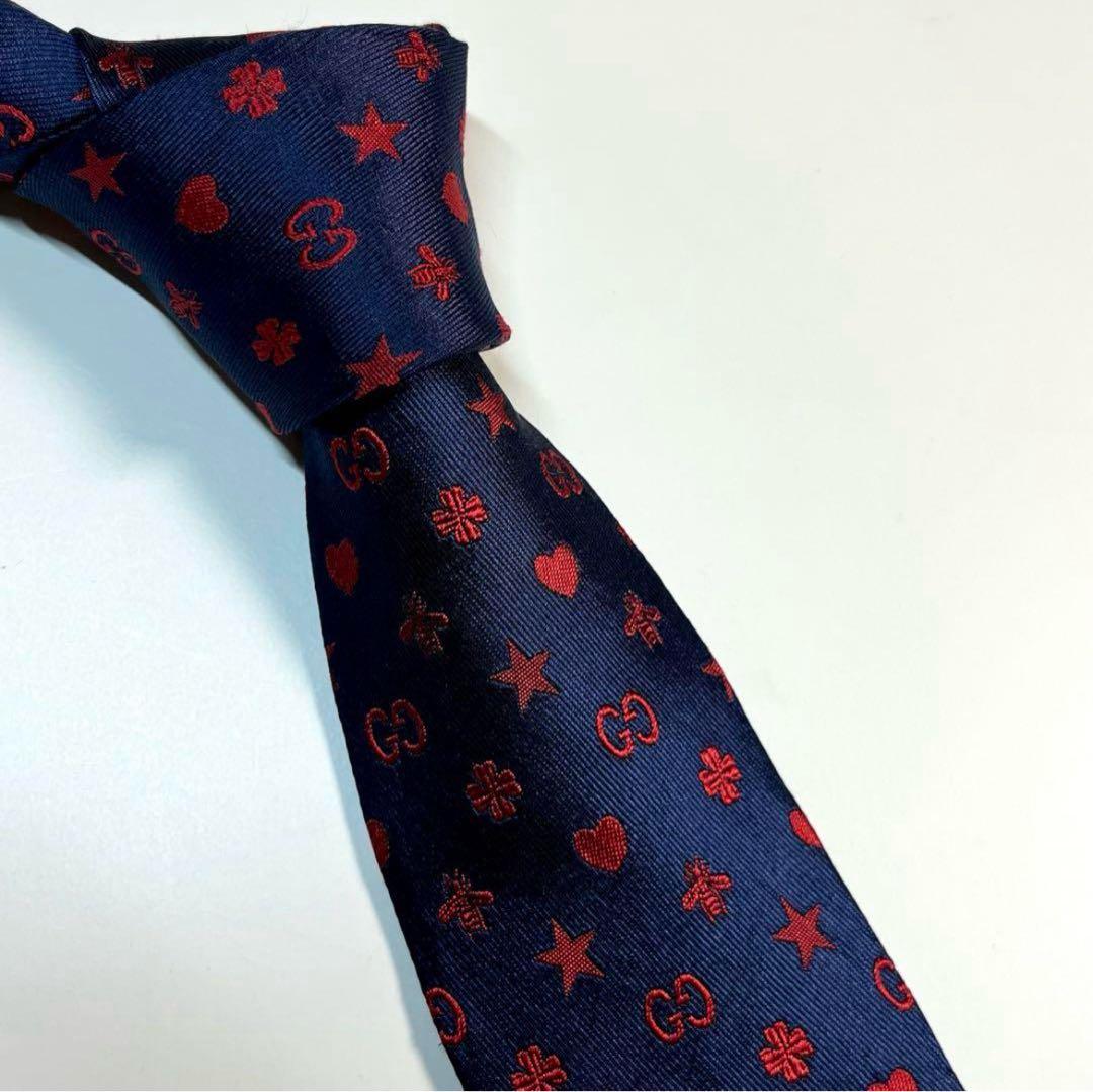 ✨良品✨GUCCI グッチ ネクタイ GG柄 星 ハート　蜂　クローバー