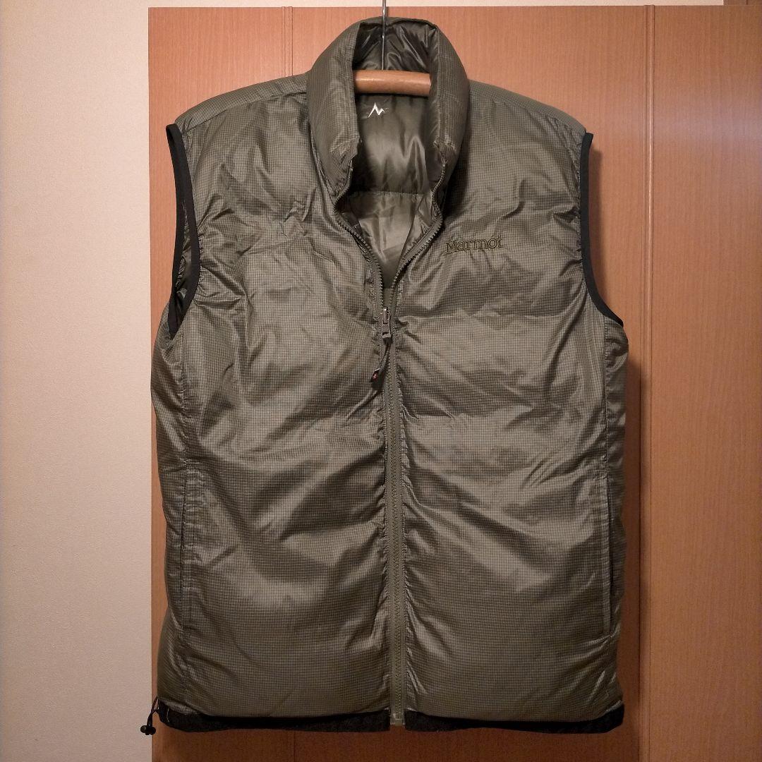 テイトMarmot ダウンベスト グリーン＆グリーン格子柄 リバーシブル