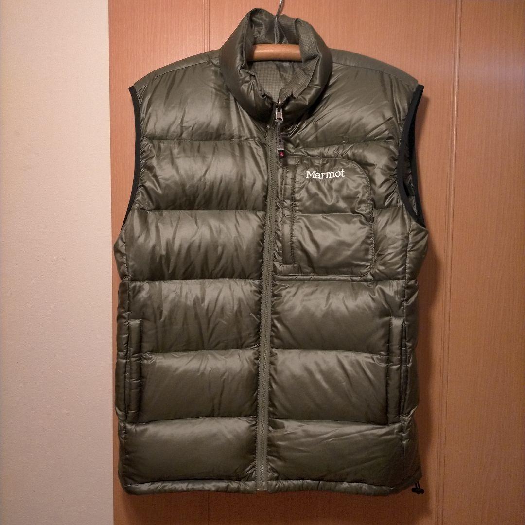 テイトMarmot ダウンベスト グリーン＆グリーン格子柄 リバーシブル