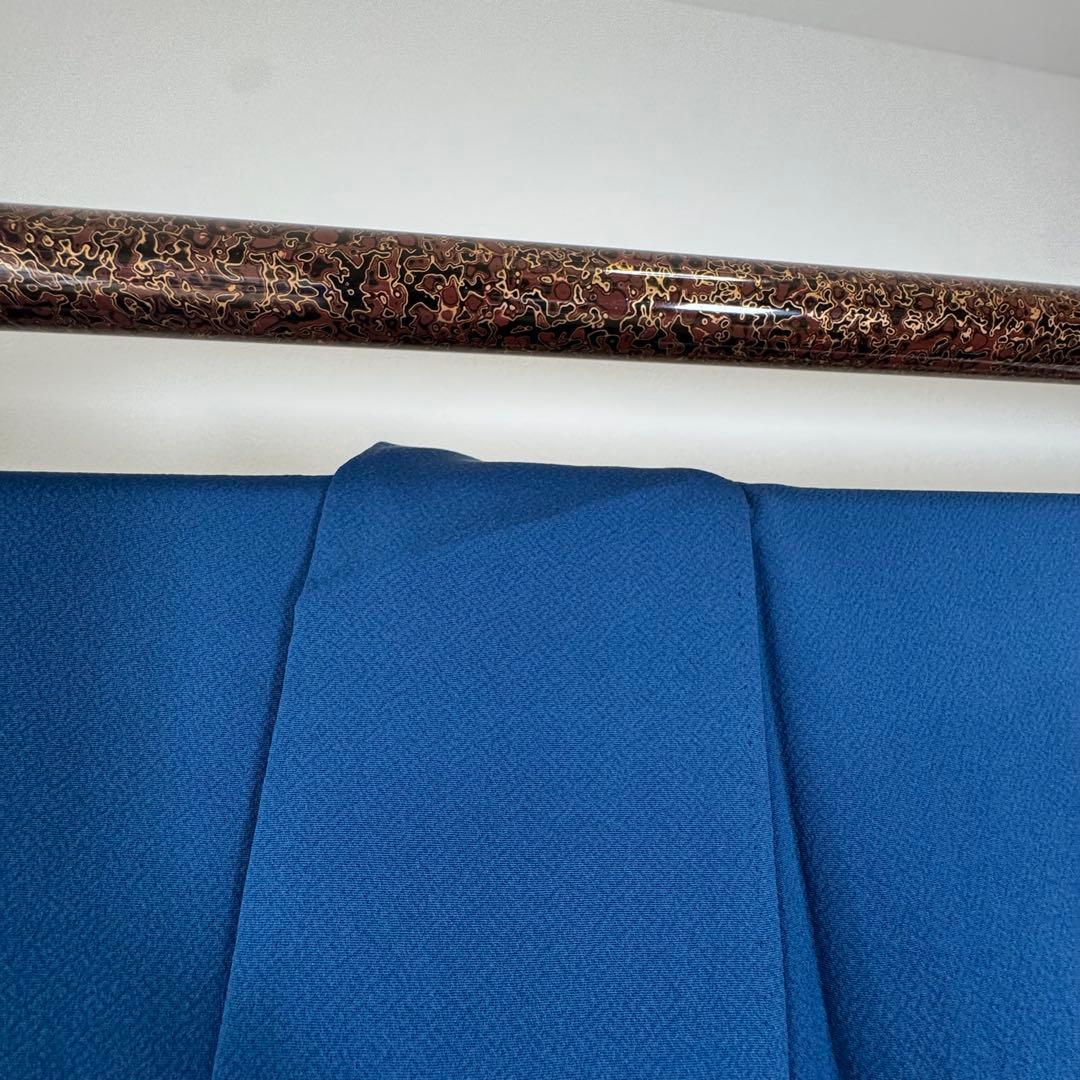 しつけ付　着物　正絹　袷　色無地　176　裄69 青　　ロイヤルブルー　トール