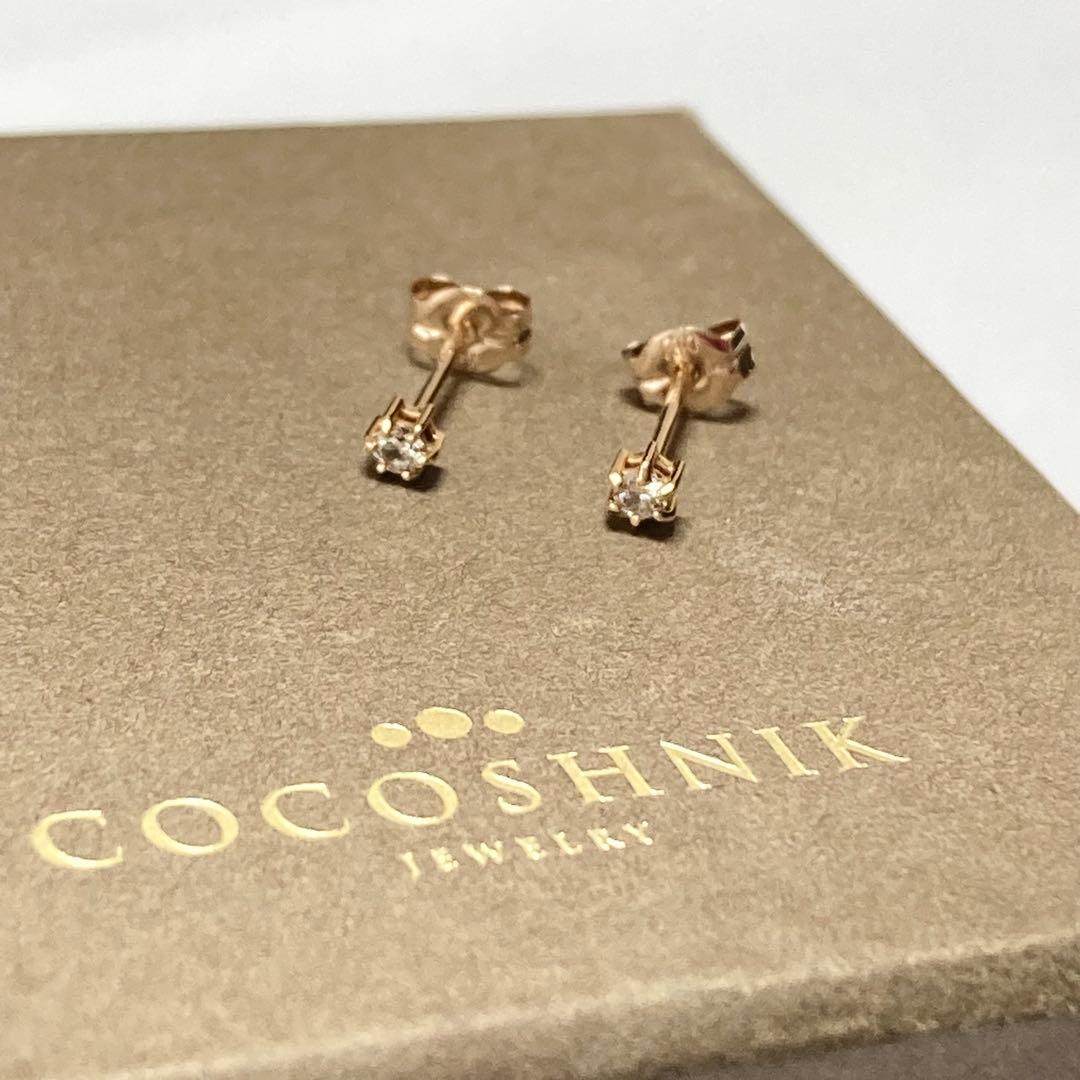 COCOSHNIK K10YG ダイヤモンド6本爪ピアス｜※キャッチ難あり