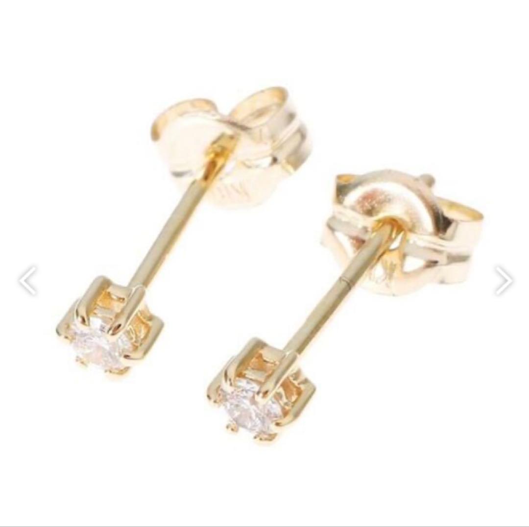 COCOSHNIK K10YG ダイヤモンド6本爪ピアス｜※キャッチ難あり