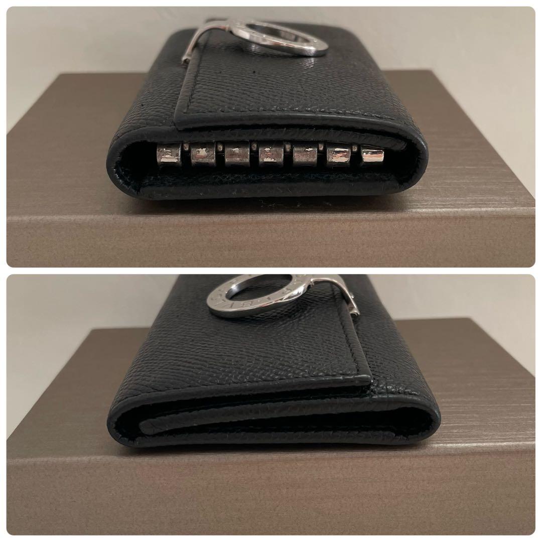 美品　ブルガリ　キーケース　6連　黒　ビーゼロワン　サークル　ロゴ　クリップ