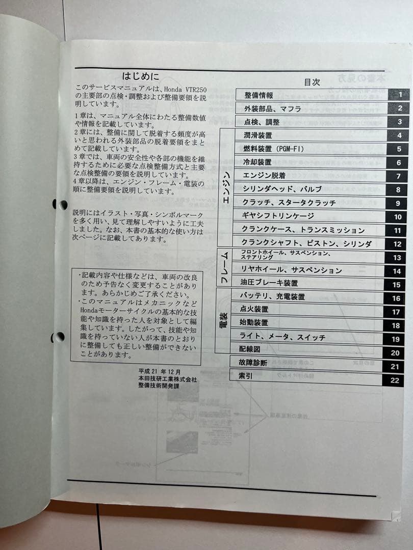 HONDA VTR250 サービスマニュアル