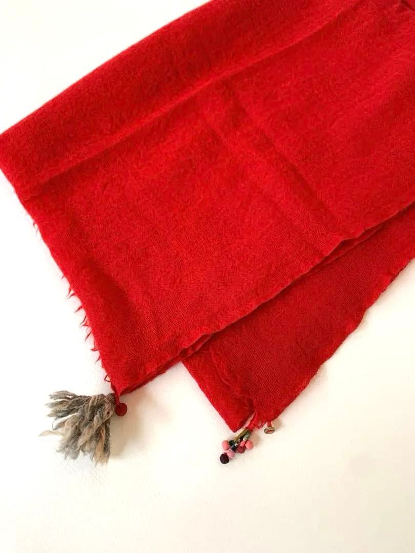 zuzuaya★未使用品　bunai 赤薄手大判ウールストール