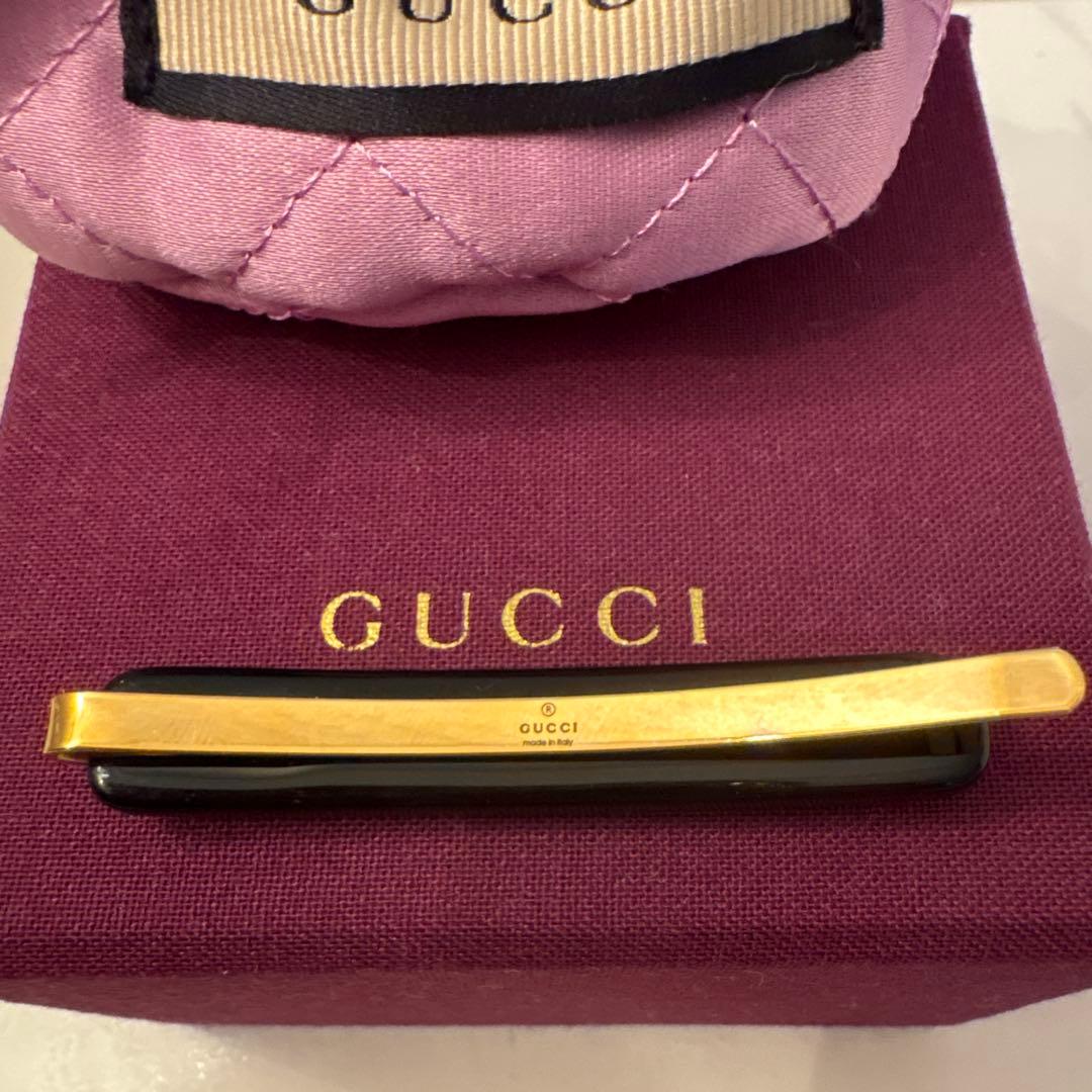 GUCCI GG クリスタルヘアクリップ　黒