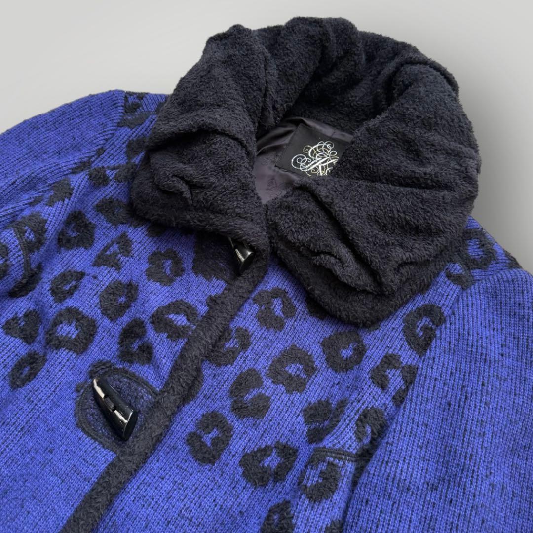 美品☆伊太利屋 ロングカーディガン ロングコート アンゴラ アニマル レオパード