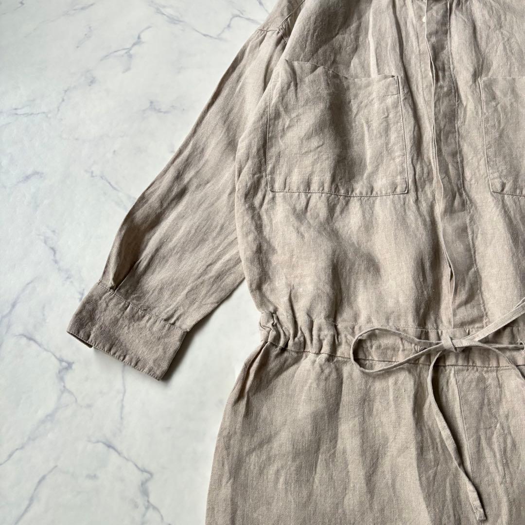 かぐれ KAGURE リネンオールインワン　長袖　ベージュ◆7079