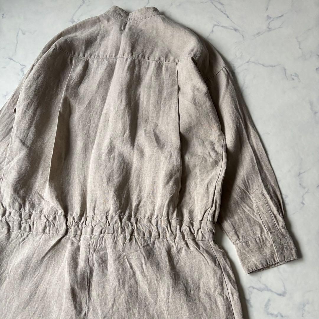 かぐれ KAGURE リネンオールインワン　長袖　ベージュ◆7079